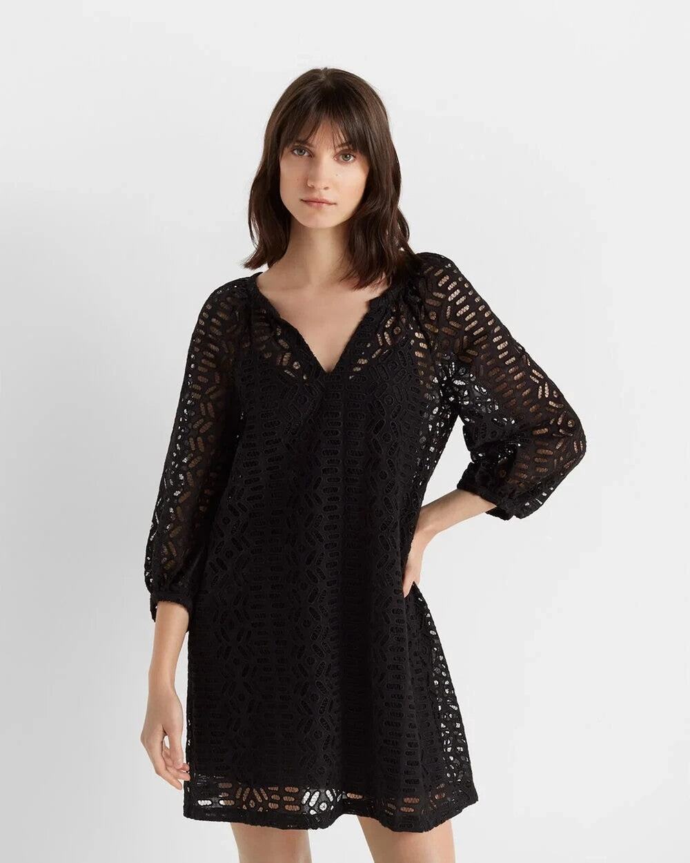 Club Monaco  V Neck Eyelet Short Peasant Dress - 10